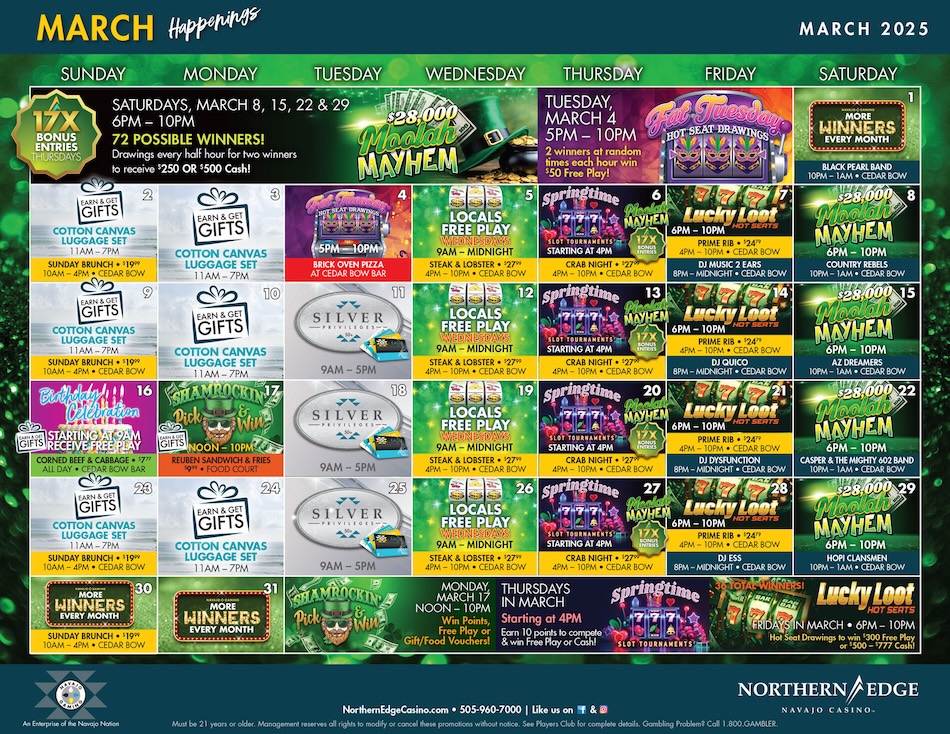 March Promotions at Northern Edge Navajo Casino