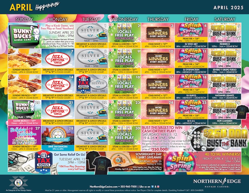 April Promotions at Northern Edge Navajo Casino
